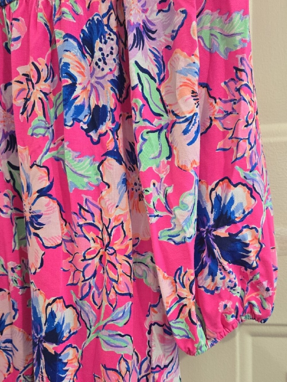 Lilly Pulitzer Carmella Dress Fit And Flare "Pink Isle/Last Bud Not Least" Sz 14 - Picture 6 of 11